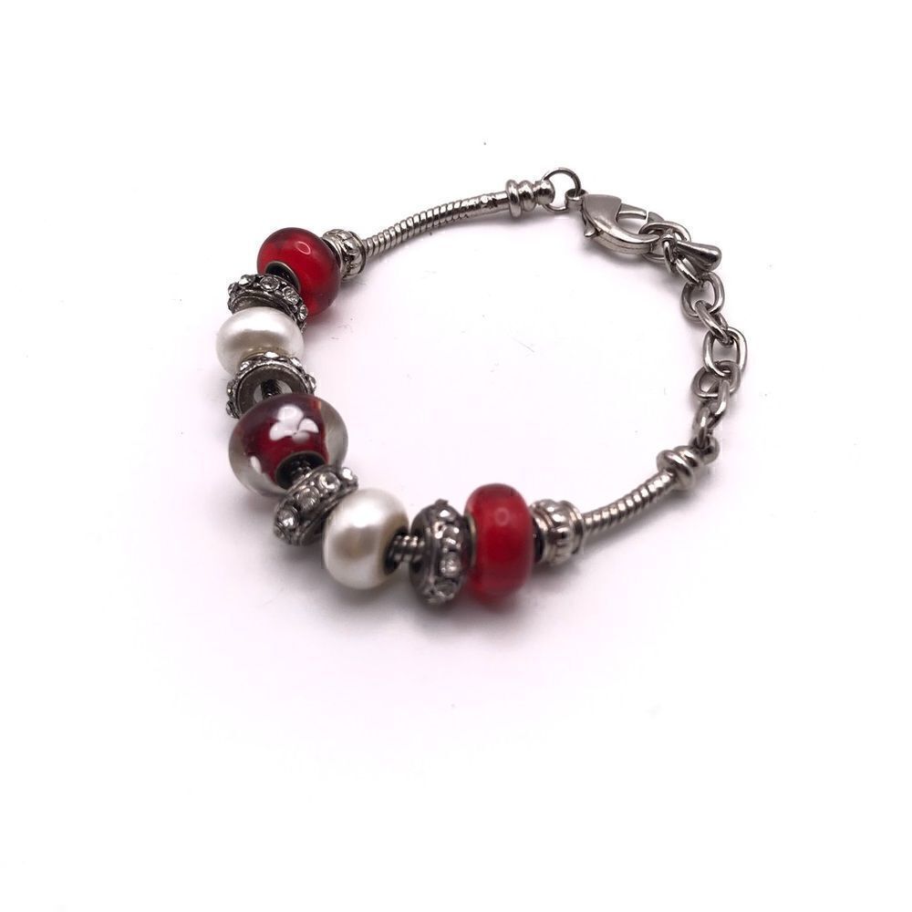 FAUX SILVER ADJUSTABLE CHARM BRACELET